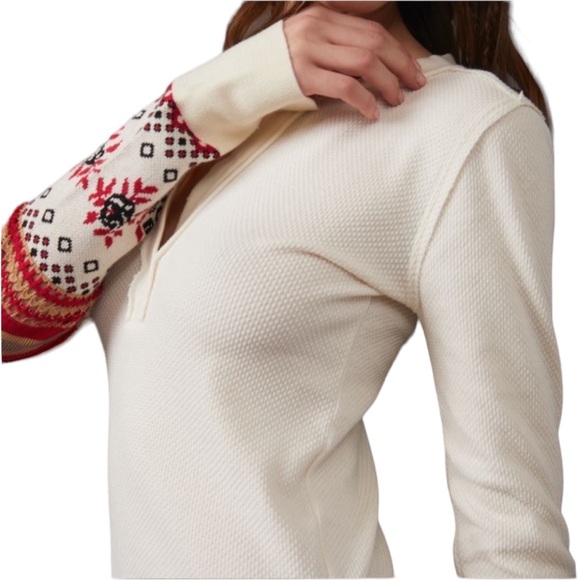 NWT FREE PEOPLE Cream Mikah Thermal Layering Top - Picture 2 of 4